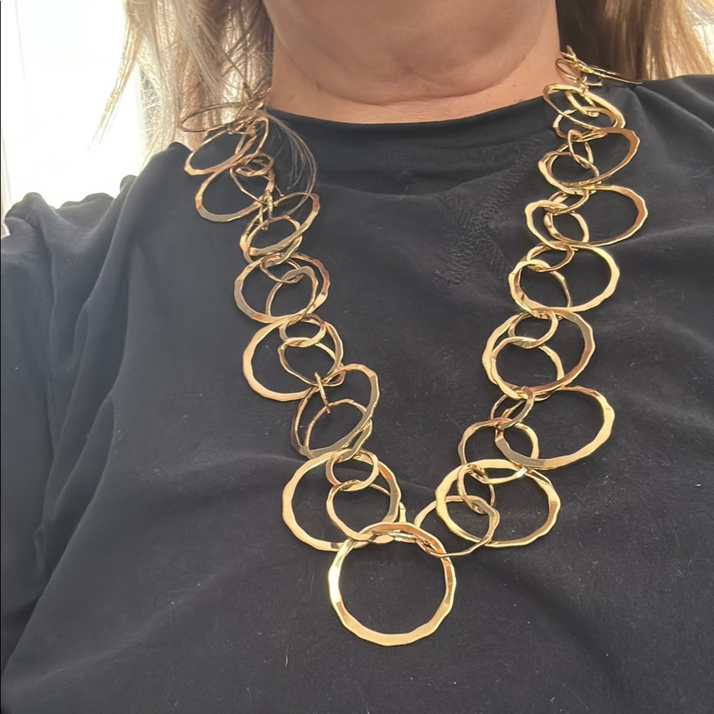 Gold Circle Necklace Long